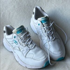 Propet stability White and Teal Walking Shoes
